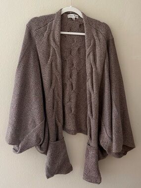 Sweater by Knox Rose Women’s Sz Large Open Cardigan with Pockets Multi-Color